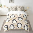 thumbnail image 2 of Manfei Cute Penguin Print Bedding Comforter Set 7pcs, Kawaii Cartoon Wildlife Queen Bedding Sets, Teen Boy Girl Kid Queen Sheet Sets, Breathable Home Decor, 2 of 7