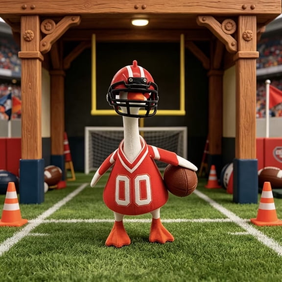Football Themed Gooses Outfit For Desktop, Helmet Sculpture Costume Set, Sporty Tabletop Clothing Accessory, Game Day Decoration Attire