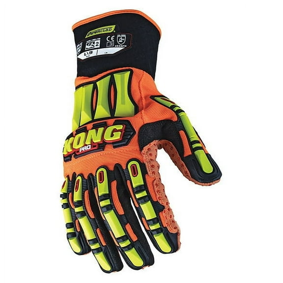 Mechanics Gloves, Nylon Back, Gauntlet, Orange, M