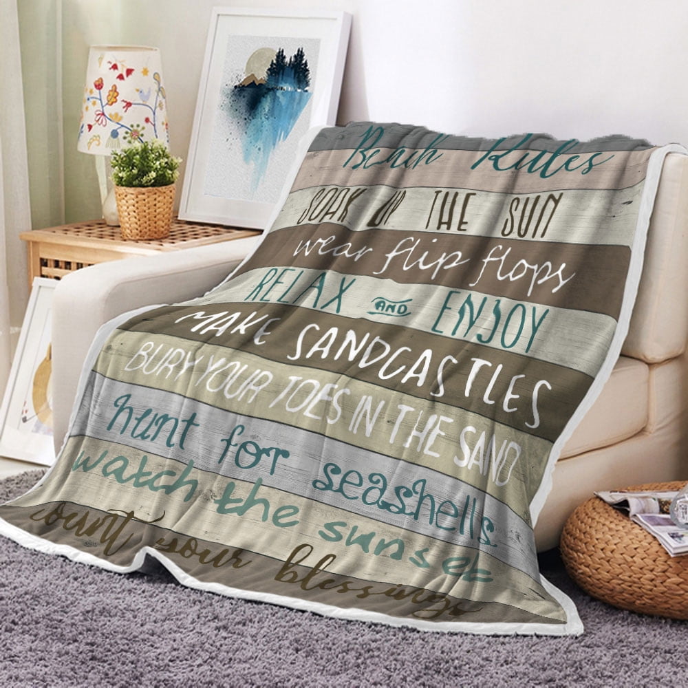 Beach Throw Blanket, Nautical Coastal Blue Aqua Decorative Summer