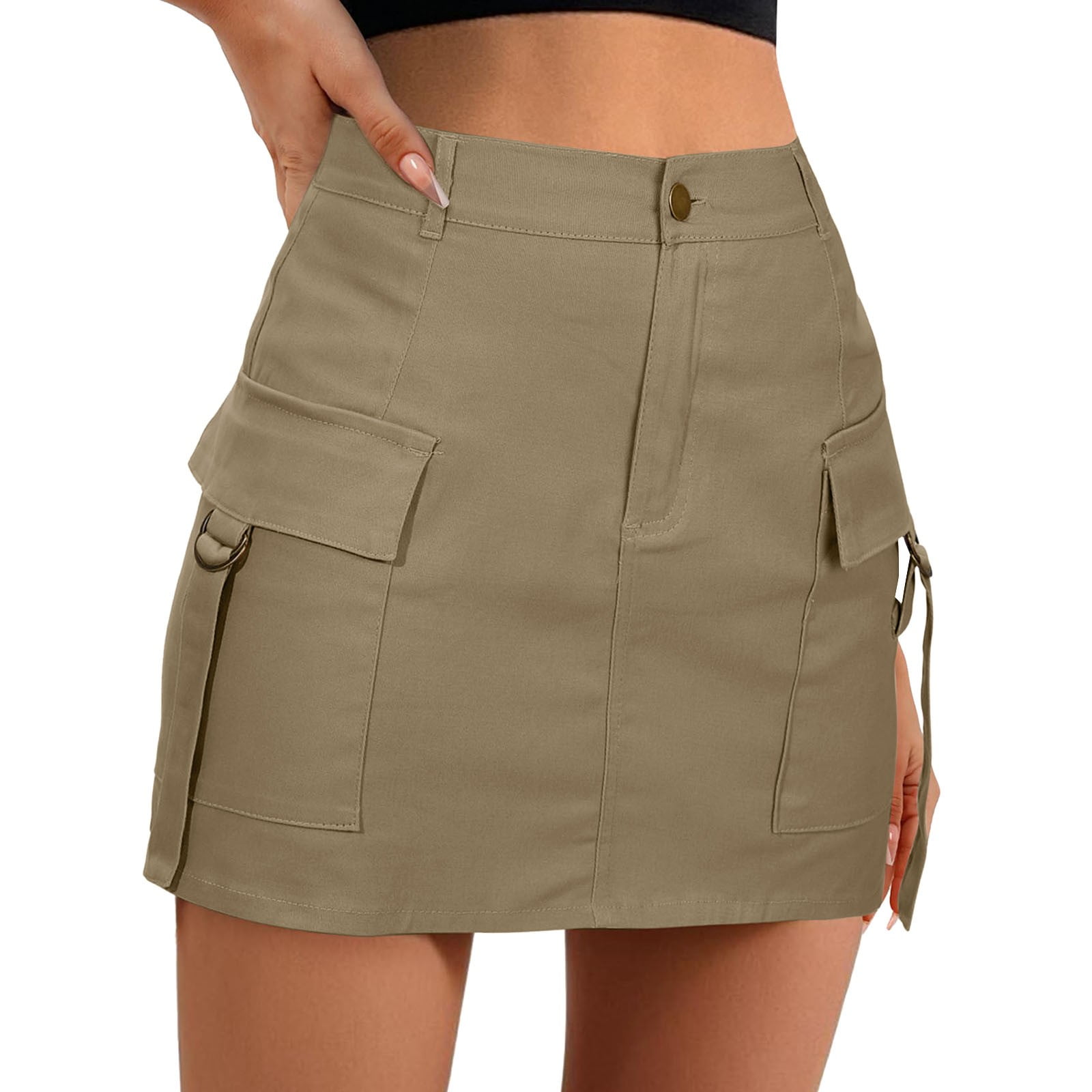 Cargo Skirt Plus Size Khaki Skirt With Pockets Aayomet Winter