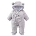 thumbnail image 2 of Edvintorg 3-18Months Newborn Rompers Clearance Infant Baby Jumpsuit Boys Girls Fashion Solid Color Cute Plush Thickening Keep Warm Bear Ear Hooded Jumpsuit Romper, 2 of 3