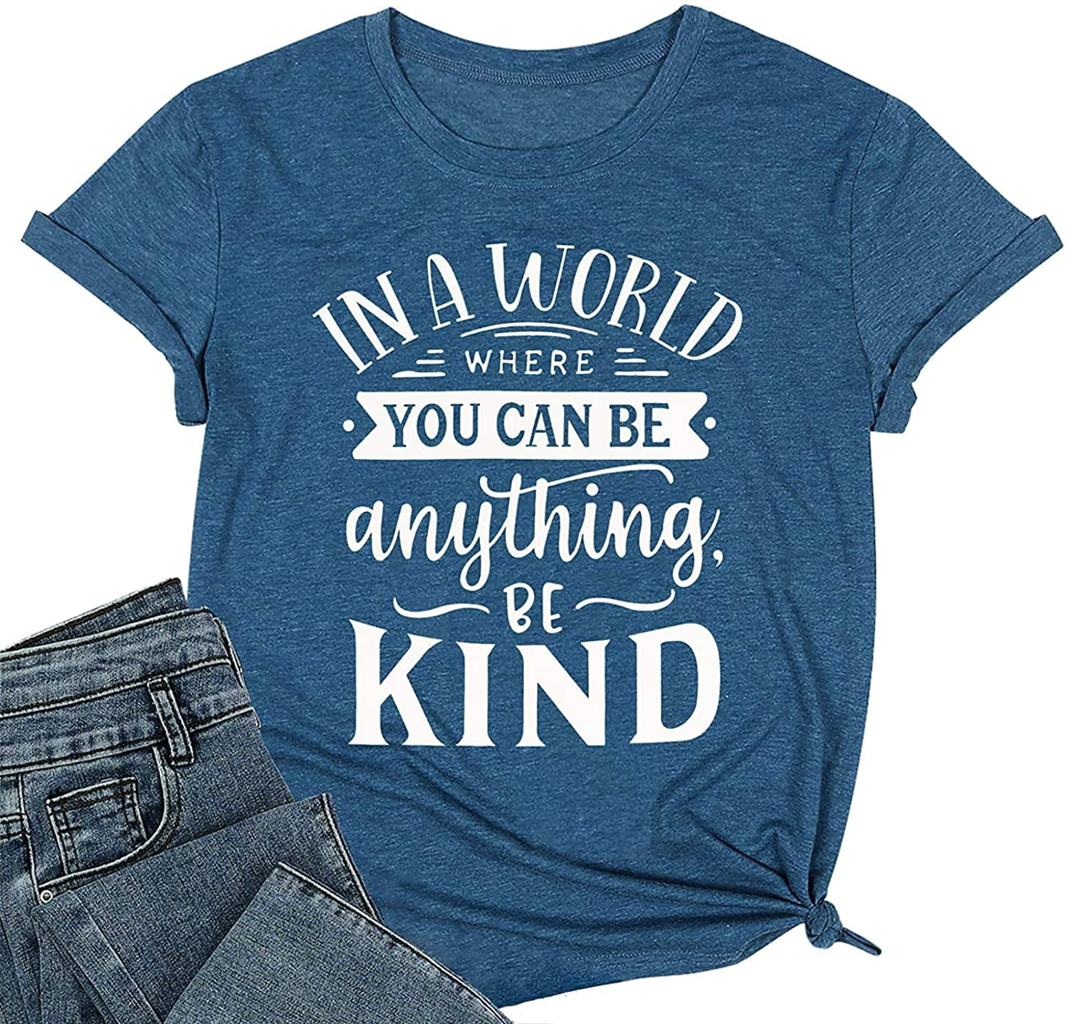 Women's T-Shirt Teaching Kindness Teacher Shirt Funny Short Sleeve Inspirational Graphic Tee Top
