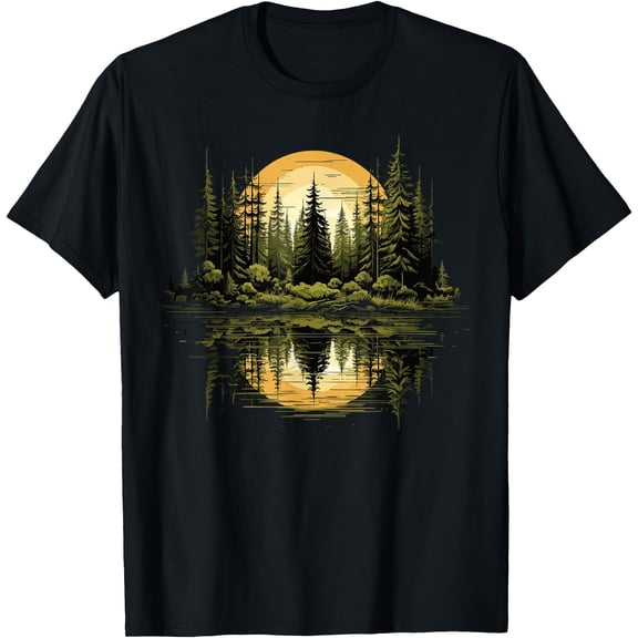 Nature Reflection Forest Trees Outdoor Wildlife Unisex T-Shirt for Men Women Kids Toddler