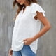 thumbnail image 3 of Camiseta holgada con estampado de lunares para mujer para primavera, verano y otoño - Blusa blanca XXL con escote en V y mangas con volantes, 3 of 6