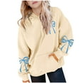 thumbnail image 2 of Sudadera con capucha para niña, con estampado de color, manga larga, informal, deportiva, con capucha, manga larga, sudadera con capucha, top con inserciones en los hombros, blusa de poliéster para ni, 2 of 7