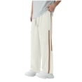 thumbnail image 1 of Pantalones Elásticos de Cintura Casuales de Color Sólido Plisados para Hombres, Versátiles Pantalones de Cordón para Piernas Rectas para Diarios, 1 of 8