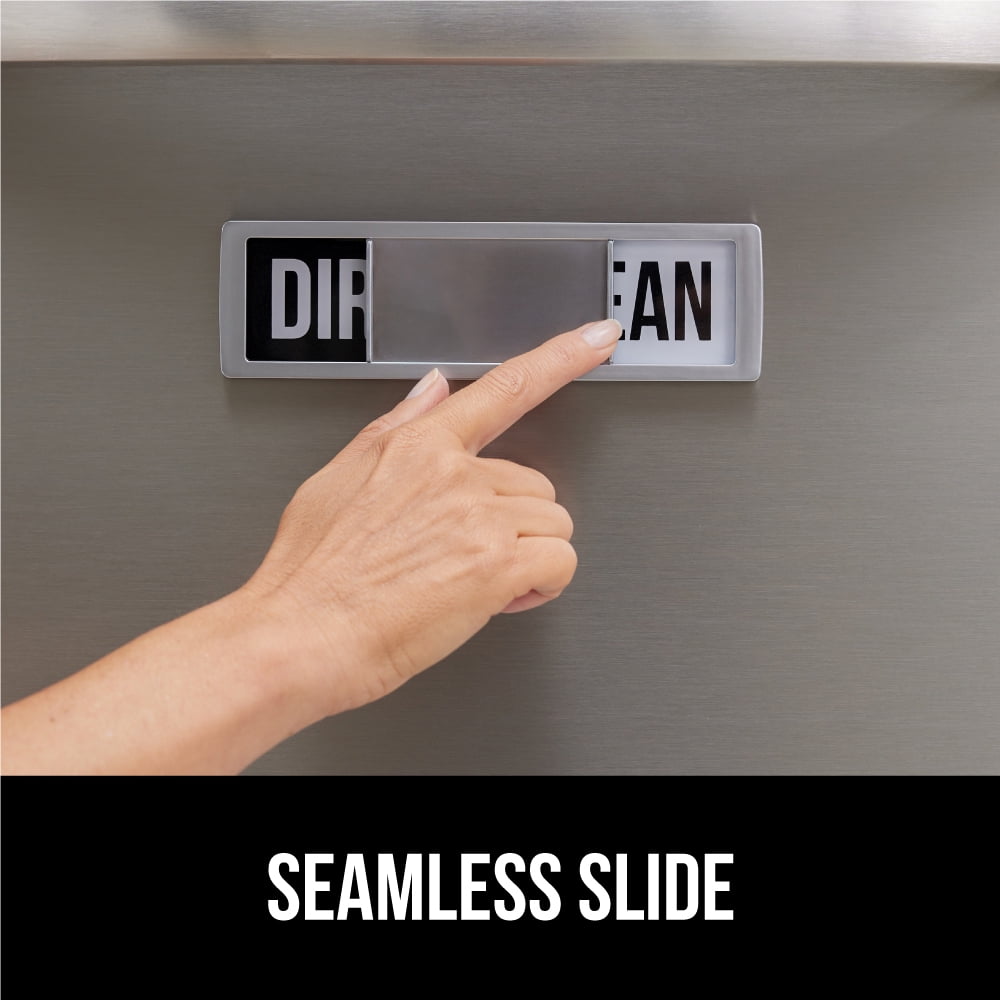 GORILLA GRIP Dishwasher Magnet Clean Dirty Sign, Optional Adhesive for Non-Magnet Surfaces, Silver