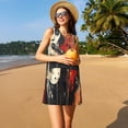 thumbnail image 3 of Easygdp Abstract Skull Guitar Art para Vestido Transpirable de Mujer, Vestido Suelto de Manga Corta con Pliegues y Bolsillos para el Verano, 3 of 7