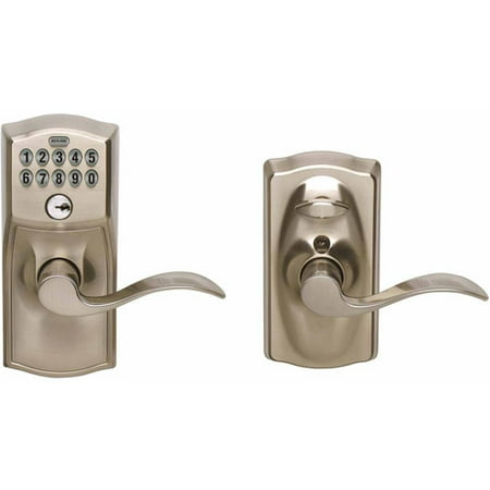 schlage keypad lever accent satin lock chrome entry button