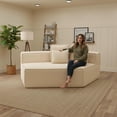 thumbnail image 5 of GVN Space-Saving Compressied Sofa with Wide Seat, Three Back Cushions and Soft All-Foam Support, Teddy Fleece Convertible Couch for Living Room, Dorm, Home Office, Kids & Pets, Beige -R, 5 of 9