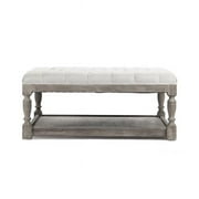 Zentique  Square Tufted Ottoman- Limed Grey Oak - 39 x 16.5 x 39 in.