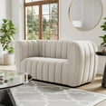 thumbnail image 5 of Furniture of America Totulem Boucle Fabric Channel Tufted Loveseat in Off White, 5 of 9