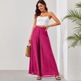 thumbnail image 6 of Women Flowy Chiffon Wide Leg Split Palazzo Pants High Waist Sheer Layered Trousers Lightweight Ankle Pants Hot Pink XL, 6 of 6