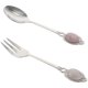 thumbnail image 1 of Silver Crystal Dessert Spoon and Fork Set for Multi Function Use 1Set, 1 of 4