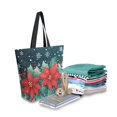 thumbnail image 2 of FORMRS Womens Canvas Tote Bag with Zipper Inner Pocket Shoulder Handbag, Christmas Poinsettia, 2 of 7