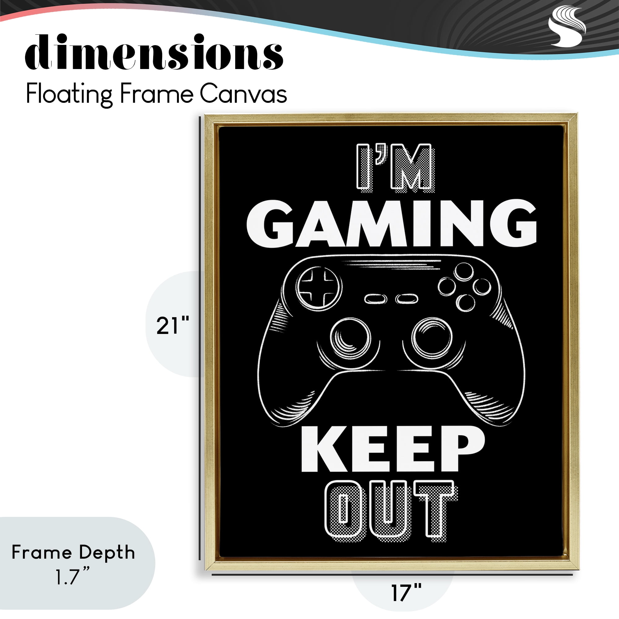 Stupell Industries I'm Gaming Keep Out Gold Framed Floater Canvas Wall Art, design by Marcus Prime