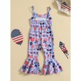 thumbnail image 3 of Bagilaanoe 4th of July Jumpsuit for Toddler Baby Girl Sleeveless Print Romper Overalls 12M 18M 24M 3T 4T 5T Kids Long Flared Pants Independence Day Outfits, 3 of 9