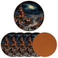 thumbnail image 2 of Christmas 6pcs Round Microfiber Leather Coasters, 11x11 cm/4.3x4.3 in - Premium Table Drink Coasters Set for Home and Office, 2 of 6
