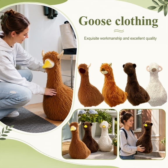 23'' Porch Goose Outfit Highland Cow Goose Clothes | Porch Goose Dress, Party Geese Costume, for Patio, Yard, Garden, Lawn, Outdoor Decors, Farmhouse Decoration