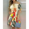 thumbnail image 4 of Robe Mini Aguichant Épaules Dénudées Femme Printemps Été Mode Décontractée Col Rond Manches Courtes Imprimé Lettre Robes pour Femmes 2024 FJH, 4 of 7