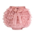thumbnail image 4 of HBGVBA Little Girl's Layered Ruffle Skirt,Toddler Mesh Drance Dress with Built-in Shorts,Kids 0-4 Years Solid Elastic Waist Mesh Bow Casual Layered Skirt, 4 of 4