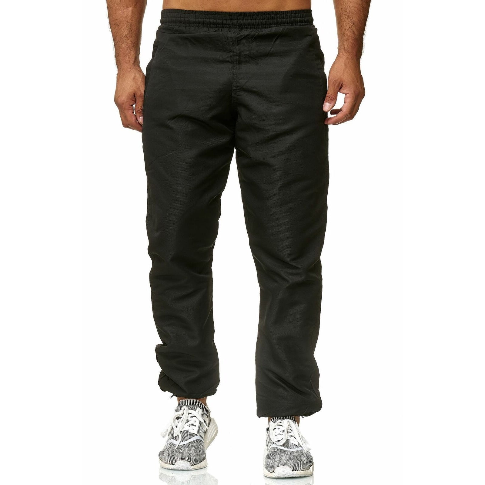 SELX Men Jogger Elastic Waist Pure Color Casual Pocket Pants Trousers