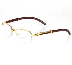 Womens Men Retro Vintage Clear Lens Gold Half Frame Fashion Designer Eye  Glasses 