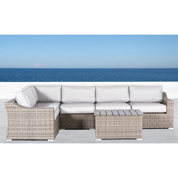 Living Source International 6-Piece Wicker Sectional Set w/ Cushion in Gray