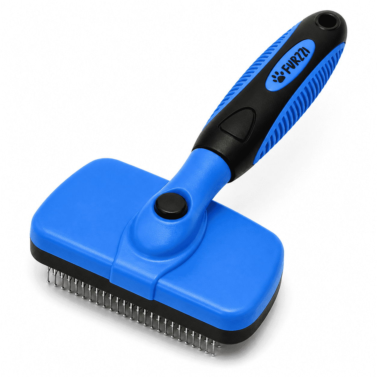 Furzzi Self Cleaning Slicker Brush - Skin Friendly Deshedding Grooming Tool for Dogs & Cats, Suitable for Shedding & Haired Pets, with Pet Supplies Accessories, Blue