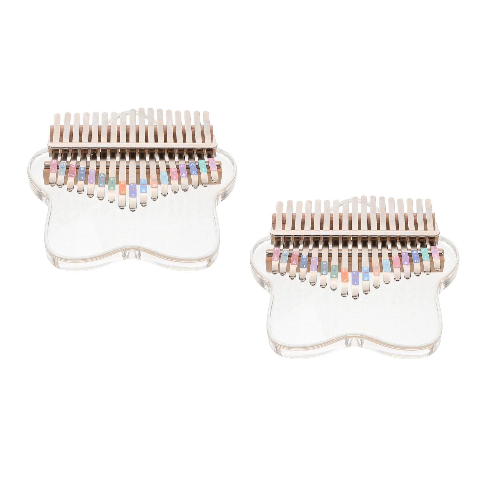 Masteelf 2pcs Acrylic Thumb Piano Transparent 17-Key Kalimba Portable Finger Piano with Tuning Hammer Delicate Carving Pattern Kalimba Exquisite Music Instrument