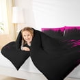 thumbnail image 4 of Homewish Geometric Lines Queen Comforter Set,Minimalist Striped Pattern Bedding Sets,Black Hotpink Bedding Comforter Set For Boys Kids,Super Cozy Room Decor Reversible,3pcs, 4 of 8