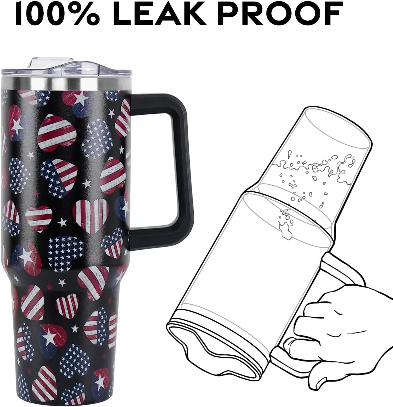 Christmas Gifts 40 oz Tumbler with Handle and Straw Lid,Cute Gifts for Women Santa Claus Sleigh Xmas Tree Vacuum Insulated Leak Proof Tumbler,Winter Holiday Accessories Stainless Steel Coffee Cup Mug