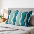 thumbnail image 6 of 16x16 Pillow Covers Set of 2, Teal Ombre Square Throw Pillow Covers for Couch/Sofa/Living Room, Abstract Art Moire Ocean Waves Decorative Soft Pillowcases for Couch Throw Pillows with Hidden Zipper, 6 of 9