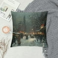 thumbnail image 2 of Orinice Snowy Street Graphic Decorative Throw Pillow Cover for Home Couch Living Room Bed Sofa, Winter Pillow Covers 1PC 22x22in, 2 of 5