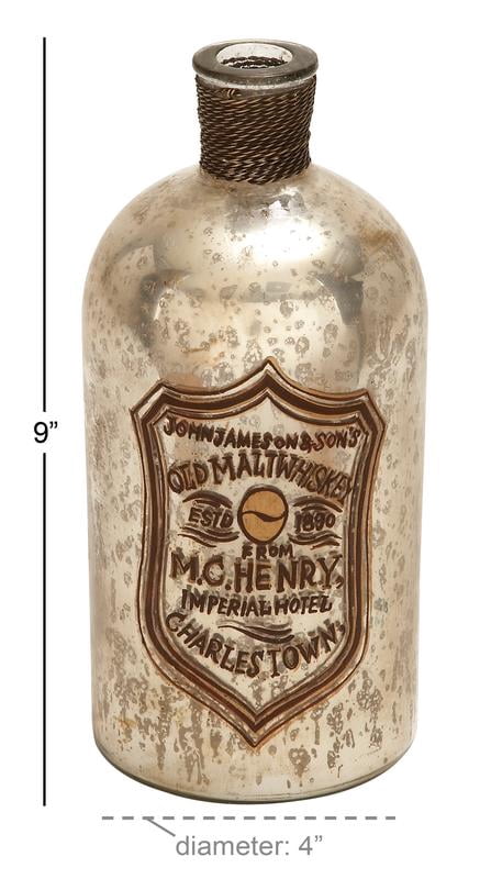 DecMode Traditional 9 x 4 inch painted iron and glass bottle
