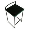 thumbnail image 7 of Fuji Contemporary Stackable Counter Stool In Black With Green Velvet Cushion - Set Of 2, 7 of 7