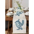thumbnail image 4 of Blue Sea Turtle Coastal Table Runner 72 Inches, Summer Beach Ocean Nautical Retro Bed Runner Dresser Scarves Tabletop for Indoor Outdoor Parties/Ceremony/Banquet, 14" x 72", 4 of 8