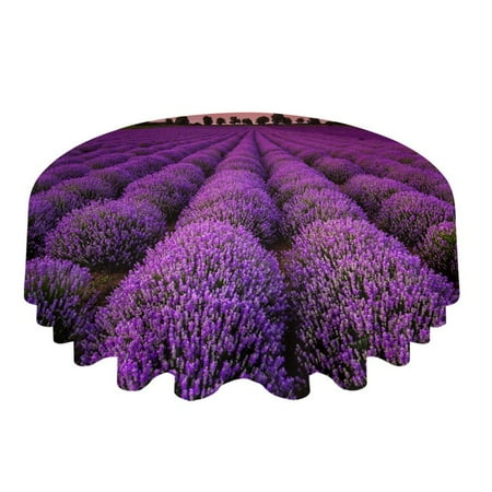 

ASWMXR Lavender Cotton Hemp Sole Round Tablecloth Kitchen Decor Waterproof Table Cloth Dining Coffee Table Cover Picnic Mat
