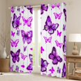 thumbnail image 2 of Manfei Rustic Butterfly Blackout Curtains Set of 2 (52x84 Each),Country Animal Window Curtains,Purple White Curtains and Drapes For Girl,Luxury Bedroom Decor, 2 of 6