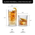 JoyJolt Alina Clear Ribbed Glass Drinking Glass Set, Highball Glasses and Tumbler Glasses Set