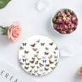 thumbnail image 4 of XDDJA Colored Butterflies White Set of 6 Round Coaster for Drinks, Absorbent Ceramic Stone Coasters Cup Mat with Cork Base for Home Kitchen Room Coffee Table Bar Decor, 4 of 5