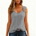 thumbnail image 7 of LEKWK Womens Linen Tank One Shoulder Asymmetrical Tops Metal Ring Strap Going Out Tops Solid Sleeveless Club Vacation Trendy Wear, 7 of 7