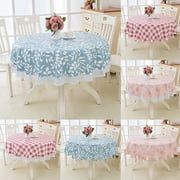 Cheers PVC Waterproof Flower Lace Round Tablecloth Kitchen Dining Table Cover Decor