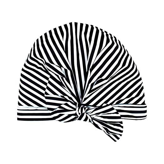 Luxe Shower Cap - Black and White Stripe — WILD HONEY SALON