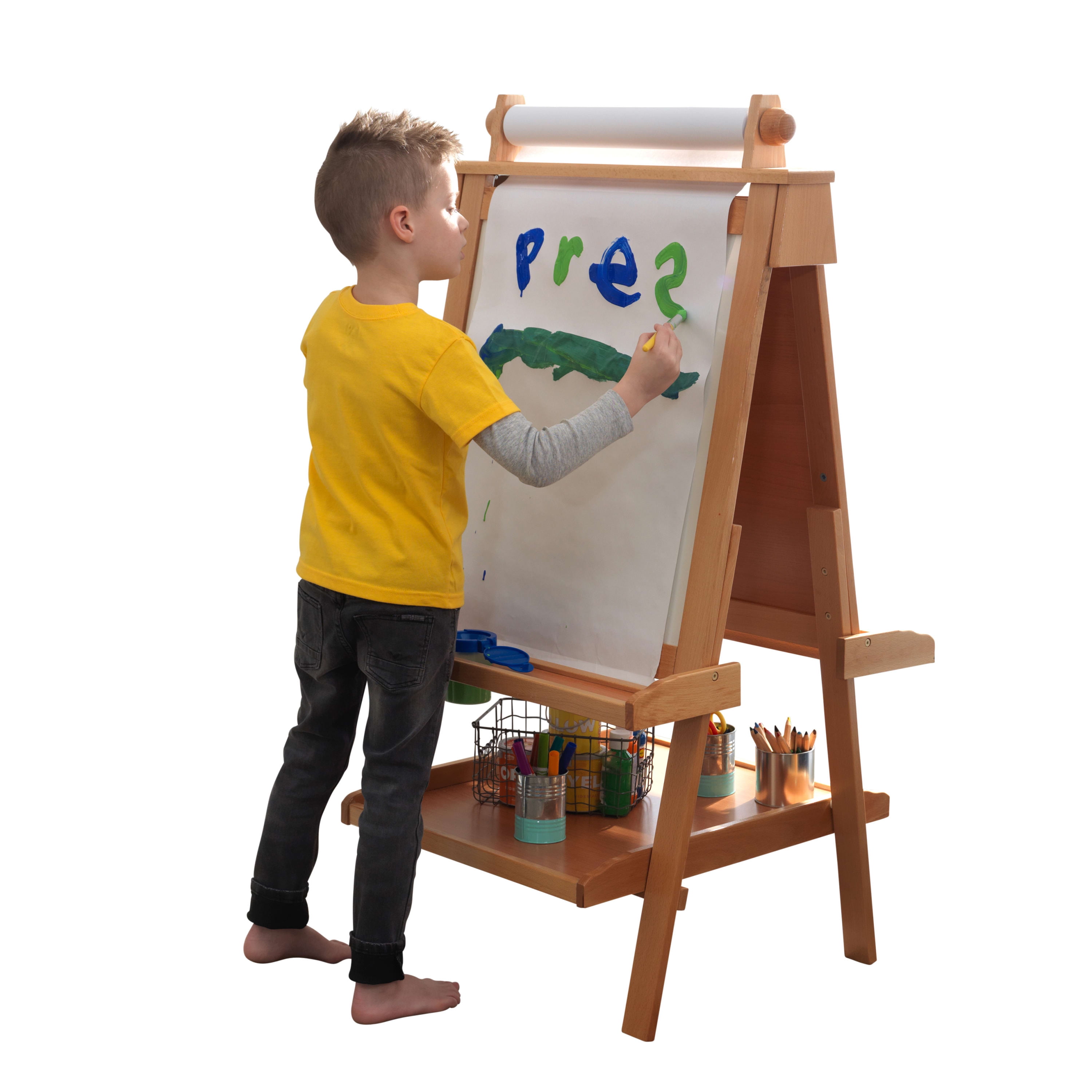 KidKraft Deluxe Wooden Easel with Chalkboard and Dry Erase Surfaces