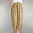 thumbnail image 6 of ABATAB Womens Cotton Linen Pants Elastic Waist Casual Palazzo Pants Wide Leg Baggy Full Length Solid Trousers with Pockets, 6 of 6