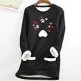 thumbnail image 2 of Feancey Winter Thermal Tops for Women Cute Paw Graphic Sweatshirts Soft Fleece Liend Crewneck Pullover Long Sleeve Casual Christmas Pajamas with Pockets Black L, 2 of 4