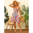 thumbnail image 3 of Vestido de verano para mujer Allegra K Vestido midi informal cuello en V nudo tirantes finos multicolor S, 3 of 5