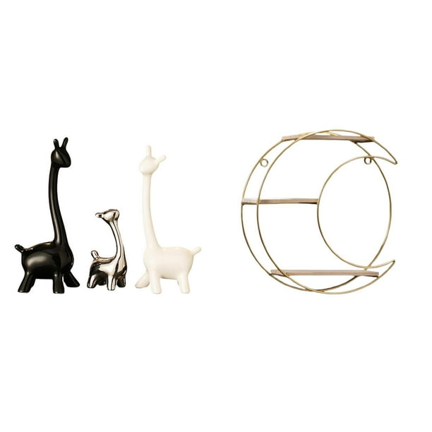 Figuras De Jirafa Creativas Modernas, Estatua De Cerámica Y Estante De Metal Para Colgar En La Pared, Centro De Mesa Multifuncional Para Escritorio, Oficina, Dormitorio, Decoración, Ahorro De